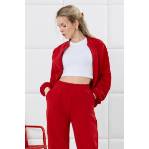 Бомбер женский "Баланс-1" футер 2-х нитка с полиэстером (р-ры: 46-56) красный