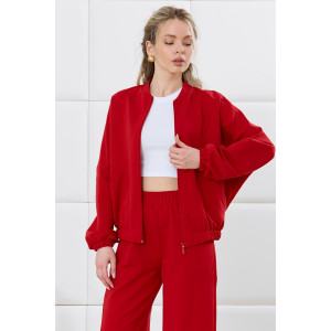 Бомбер женский "Баланс-1" футер 2-х нитка с полиэстером (р-ры: 46-56) красный