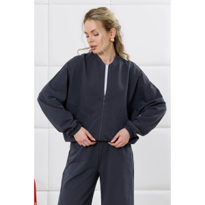 Бомбер женский "Баланс-1" футер 2-х нитка с полиэстером (р-ры: 46-56) фуме