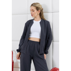 Бомбер женский "Баланс-1" футер 2-х нитка с полиэстером (р-ры: 46-56) фуме