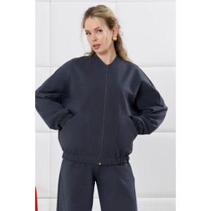 Бомбер женский "Баланс-1" футер 2-х нитка с полиэстером (р-ры: 46-56) фуме