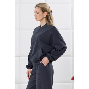 Бомбер женский "Баланс-1" футер 2-х нитка с полиэстером (р-ры: 46-56) фуме