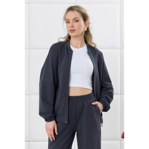 Бомбер женский "Баланс-1" футер 2-х нитка с полиэстером (р-ры: 46-56) фуме