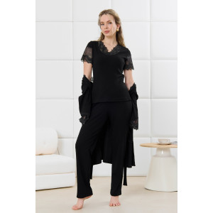 Пижама женская "Зора-2" кашкорсе (р-ры: 44-54) черный