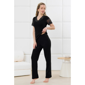 Пижама женская "Зора-2" кашкорсе (р-ры: 44-54) черный