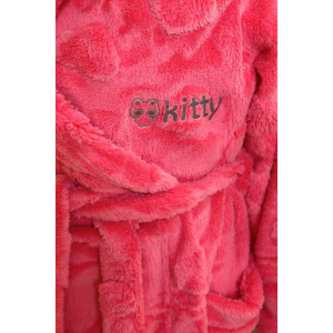 Халат детский "Отдых" велсофт (р-ры: 134-164) ярко-розовый