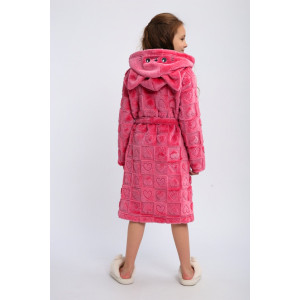Халат детский "Отдых" велсофт (р-ры: 134-164) ярко-розовый