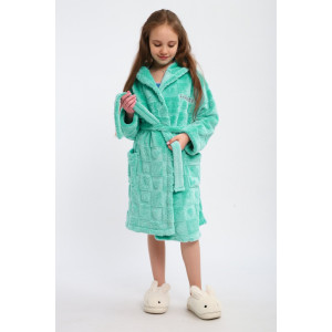 Халат детский "Отдых" велсофт (р-ры: 134-164) бирюза
