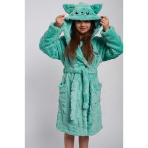 Халат детский "Отдых" велсофт (р-ры: 134-164) бирюза