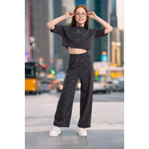 Костюм двойка детский "Алина" кулирка (р-ры: 140-164) графит