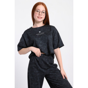 Костюм двойка детский "Алина" кулирка (р-ры: 140-164) графит