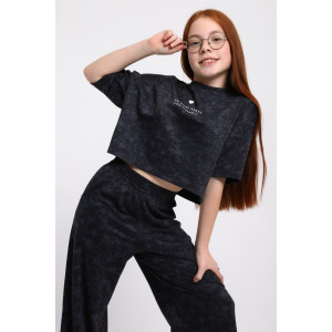 Костюм двойка детский "Алина" кулирка (р-ры: 140-164) графит