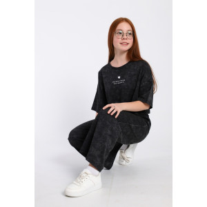 Костюм двойка детский "Алина" кулирка (р-ры: 140-164) графит