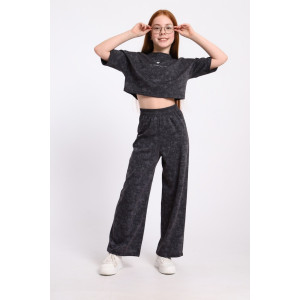 Костюм двойка детский "Алина" кулирка (р-ры: 140-164) графит