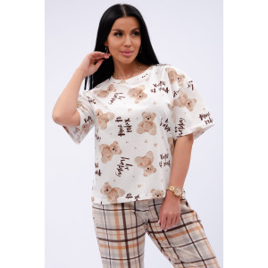 Пижама женская "Тея" кулирка (р-ры: 42-56) Пижама женская "Тея" кулирка (р-ры: 42-56)