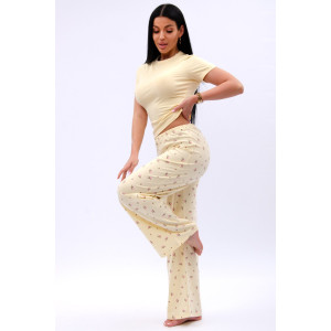 Пижама женская "Брунелла 2" кулирка с лайкрой (р-ры: 42-52) желтый