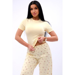 Пижама женская "Брунелла 2" кулирка с лайкрой (р-ры: 42-52) желтый