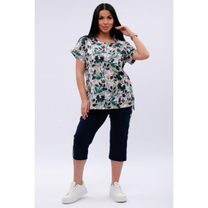 Костюм двойка женский "Даниэла" кулирка (р-ры: 50-60) цветы Костюм двойка женский "Даниэла" кулирка (р-ры: 50-60) цветы