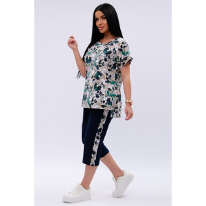 Костюм двойка женский "Даниэла" кулирка (р-ры: 50-60) цветы Костюм двойка женский "Даниэла" кулирка (р-ры: 50-60) цветы