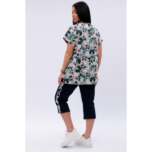 Костюм двойка женский "Даниэла" кулирка (р-ры: 50-60) цветы Костюм двойка женский "Даниэла" кулирка (р-ры: 50-60) цветы