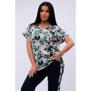 Костюм двойка женский "Даниэла" кулирка (р-ры: 50-60) цветы Костюм двойка женский "Даниэла" кулирка (р-ры: 50-60) цветы