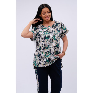 Костюм двойка женский "Даниэла" кулирка (р-ры: 50-60) цветы Костюм двойка женский "Даниэла" кулирка (р-ры: 50-60) цветы