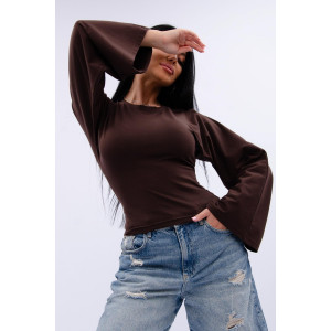 Лонгслив женский "Аида 2" кулирка с лайкрой (р-ры: 40-52) коричневый
