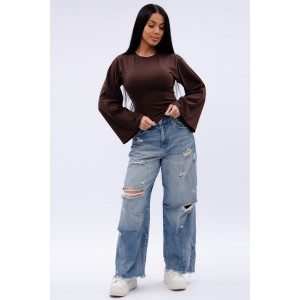 Лонгслив женский "Аида 2" кулирка с лайкрой (р-ры: 40-52) коричневый