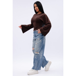 Лонгслив женский "Аида 2" кулирка с лайкрой (р-ры: 40-52) коричневый