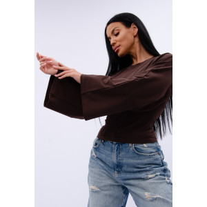 Лонгслив женский "Аида 2" кулирка с лайкрой (р-ры: 40-52) коричневый