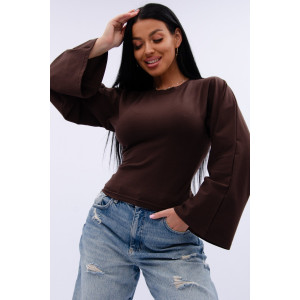 Лонгслив женский "Аида 2" кулирка с лайкрой (р-ры: 40-52) коричневый