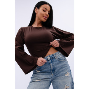 Лонгслив женский "Аида 2" кулирка с лайкрой (р-ры: 40-52) коричневый