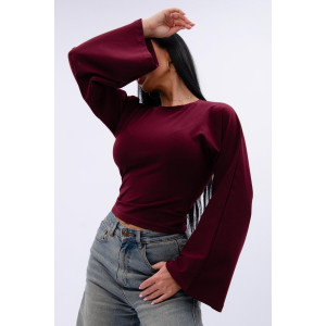 Лонгслив женский "Аида" кулирка с лайкрой (р-ры: 40-52) бордо Лонгслив женский "Аида" кулирка с лайкрой (р-ры: 40-52) бордо