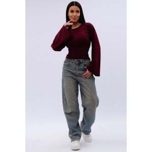 Лонгслив женский "Аида" кулирка с лайкрой (р-ры: 40-52) бордо Лонгслив женский "Аида" кулирка с лайкрой (р-ры: 40-52) бордо