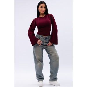 Лонгслив женский "Аида" кулирка с лайкрой (р-ры: 40-52) бордо Лонгслив женский "Аида" кулирка с лайкрой (р-ры: 40-52) бордо