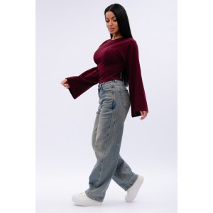 Лонгслив женский "Аида" кулирка с лайкрой (р-ры: 40-52) бордо Лонгслив женский "Аида" кулирка с лайкрой (р-ры: 40-52) бордо