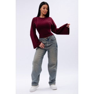 Лонгслив женский "Аида" кулирка с лайкрой (р-ры: 40-52) бордо Лонгслив женский "Аида" кулирка с лайкрой (р-ры: 40-52) бордо