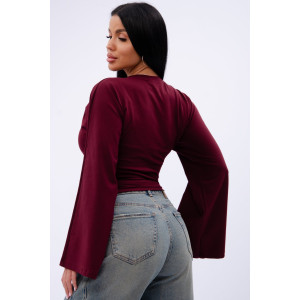 Лонгслив женский "Аида" кулирка с лайкрой (р-ры: 40-52) бордо Лонгслив женский "Аида" кулирка с лайкрой (р-ры: 40-52) бордо