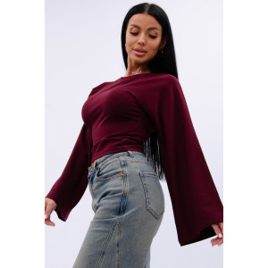 Лонгслив женский "Аида" кулирка с лайкрой (р-ры: 40-52) бордо Лонгслив женский "Аида" кулирка с лайкрой (р-ры: 40-52) бордо