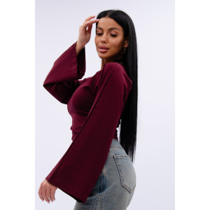 Лонгслив женский "Аида" кулирка с лайкрой (р-ры: 40-52) бордо Лонгслив женский "Аида" кулирка с лайкрой (р-ры: 40-52) бордо