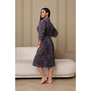 Халат женский 177 велюр (р-ры: 48-62) фиолетовый-розовый-сердца Халат женский 177 велюр (р-ры: 48-62) фиолетовый-розовый-сердца