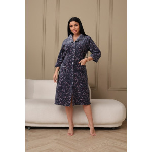 Халат женский 177 велюр (р-ры: 48-62) серый-розовый-сердца Халат женский 177 велюр (р-ры: 48-62) серый-розовый-сердца