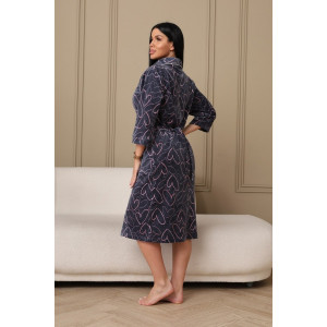 Халат женский 177 велюр (р-ры: 48-62) серый-розовый-сердца Халат женский 177 велюр (р-ры: 48-62) серый-розовый-сердца