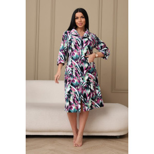 Халат женский 177 велюр (р-ры: 48-62) зеленый-малиновый-абстракция Халат женский 177 велюр (р-ры: 48-62) зеленый-малиновый-абстракция