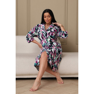 Халат женский 177 велюр (р-ры: 48-62) зеленый-малиновый-абстракция Халат женский 177 велюр (р-ры: 48-62) зеленый-малиновый-абстракция