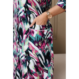 Халат женский 177 велюр (р-ры: 48-62) зеленый-малиновый-абстракция Халат женский 177 велюр (р-ры: 48-62) зеленый-малиновый-абстракция