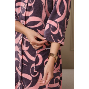 Халат женский 177 велюр (р-ры: 48-62) фиолетовый-розовый Халат женский 177 велюр (р-ры: 48-62) фиолетовый-розовый