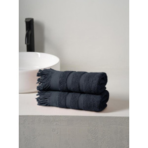 Набор махровых полотенец "Elegance" с бахромой черный 2 шт. Набор махровых полотенец "Elegance" с бахромой черный 2 шт.