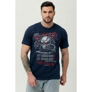 Футболка мужская №8592 кулирка (р-ры: 46-70) т.синий кибер колобок