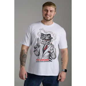 Футболка мужская №8592 кулирка (р-ры: 46-70) белый мафия Футболка мужская №8592 кулирка (р-ры: 46-70) белый мафия